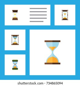 Flat Icon Timer Set Of Measurement, Sand Timer, Instrument Vector Objects. Also Includes Sand, Sandglass, Timer Elements.