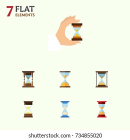 Flat Icon Timer Set Of Sand Timer, Sandglass, Clock Vector Objects. Also Includes Hourglass, Sand, Sandglass Elements.
