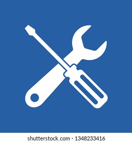 Flat icon tools isolated on blue background. Vector illustration.