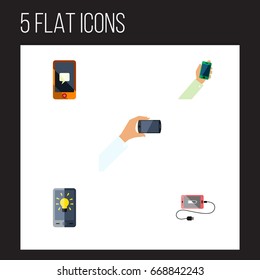 Flat Icon Touchscreen Set Of Accumulator, Screen, Smartphone And Other Vector Objects. Also Includes Screen, Keep, Smartphone Elements.