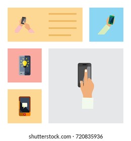 Flat Icon Touchscreen Set Of Interactive Display, Chatting, Screen And Other Vector Objects. Also Includes Screen, Touchscreen, Message Elements.