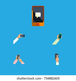 Flat Icon Touchscreen Set Of Touchscreen, Interactive Display, Smartphone And Other Vector Objects. Also Includes Display, Phone, Touchscreen Elements.