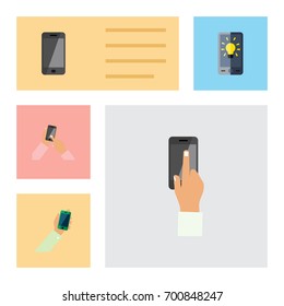 Flat Icon Touchscreen Set Of Screen, Interactive Display, Telephone And Other Vector Objects. Also Includes Keep, Touchscreen, Screen Elements.