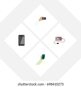 Flat Icon Touchscreen Set Of Smartphone, Telephone, Keep Phone And Other Vector Objects. Also Includes Keep, Phone, Cellphone Elements.