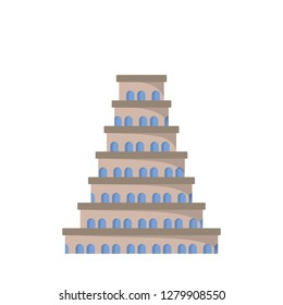 Flat icon of the tower of Babel. Vector illustration. Biblical legend.