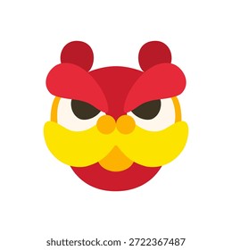Icono plano de una máscara tradicional de danza del león con colores atrevidos y detalles expresivos. Perfecto para celebraciones del Año Nuevo chino, festivales culturales, presentaciones visuales y diseños festivos.