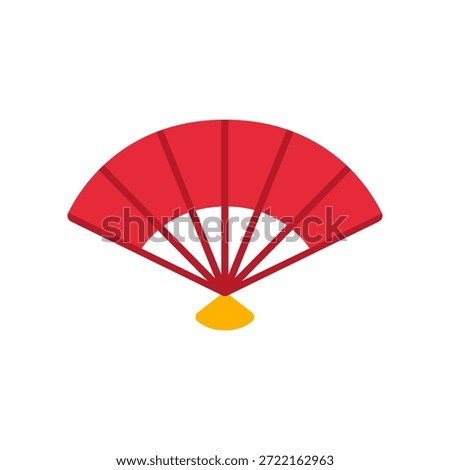 Flat icon of a traditional red Chinese folding fan. Ideal for cultural visuals, festive decorations, elegant Chinese New Year designs, and traditional elements.