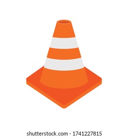 Cono de tráfico de iconos plano aislado en fondo blanco. Ilustración vectorial.