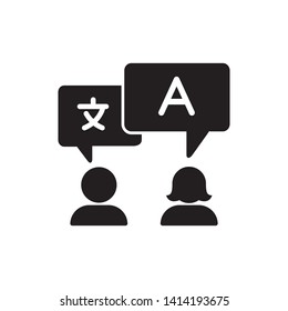 Flat icon of translate, conversation, chatting. Editable vector stroke 2000x2000 Pixel.