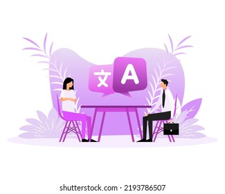 Flat icon with translate people. Vector illustration