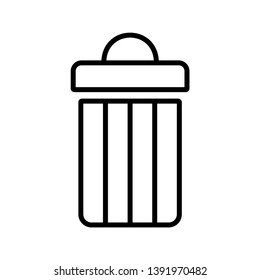 Flat icon of trash can for applications and web sites. Vector illustration. Black and white dustbin.