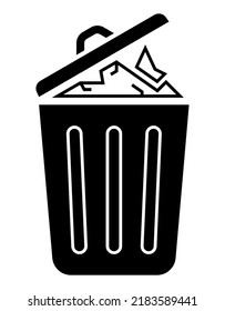 Icono plano del cubo de basura con tapa