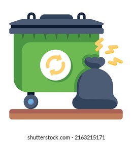 A flat icon of trash in vector format 