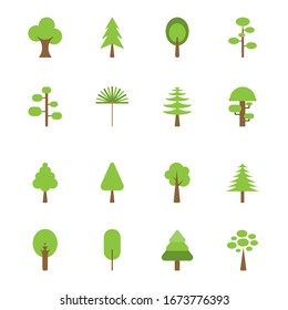 Flat icon tree collection isolated on white background.Green forest.Ecology concept.Design for web clipart.