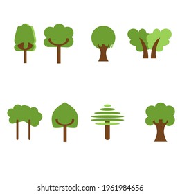 Flat icon tree collection isolated on white background.Green forest.Ecology concept.Design for web clipart.