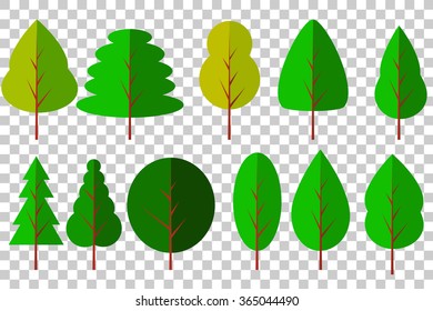 Flat icon of trees, at transparent effect background

