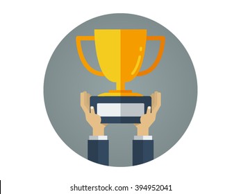 Flat Icon - Trophy Illustration