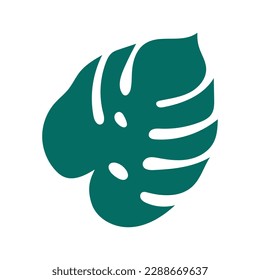 Flat icon tropical leaf isolated on white background. Vector illustration.