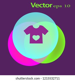 Flat icon. T-shirt with a heart.