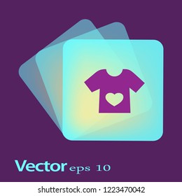 Flat icon. T-shirt with a heart.