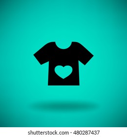 Flat icon. T-shirt with a heart.