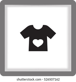 Flat icon. T-shirt with a heart.