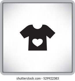 Icono plano. Camiseta con corazón.
