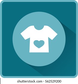 Flaches Symbol. T-Shirt mit Herz.