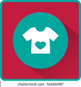 Flat icon. T-shirt with a heart.