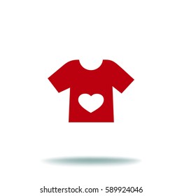 Flat icon. T-shirt with a heart.
