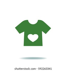 Flat icon. T-shirt with a heart.