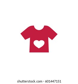 Flat icon. T-shirt with a heart.