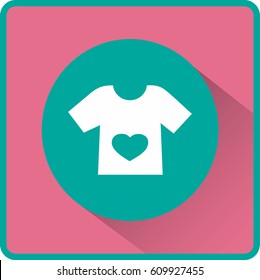 Flat icon. T-shirt with a heart.