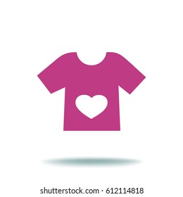 Flat icon. T-shirt with a heart.