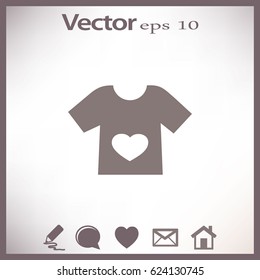 Flat icon. T-shirt with a heart.