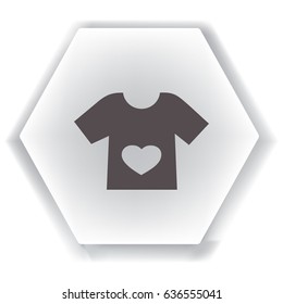 Flat icon. T-shirt with a heart.