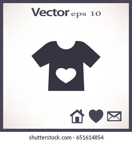 Flat icon. T-shirt with a heart.