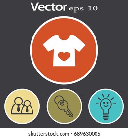 Icono plano. Camiseta con corazón.