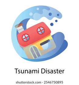 Ein flaches Symbol der Tsunami-Katastrophe 