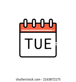 Flat icon Tuesday isolated on white background.