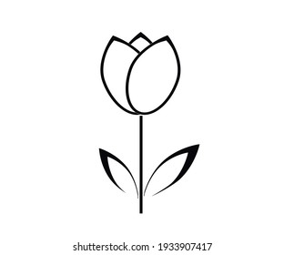 flat icon tulip blooms on white background