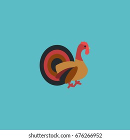 Flat Icon Turkey Element. Vector Illustration Of Flat Icon Gobbler Isolated On Clean Background. Can Be Used As Turkey, Cock And Gobbler Symbols.