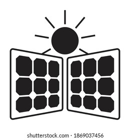 Flat icon a two solar panel with sun for apps or website