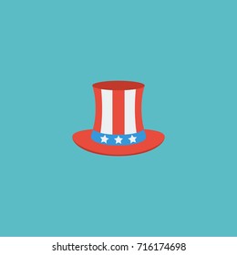 Flat Icon Uncle Sam Element. Vector Illustration Of Flat Icon Usa Hat Isolated On Clean Background. Can Be Used As Uncle, Sam And Hat Symbols.