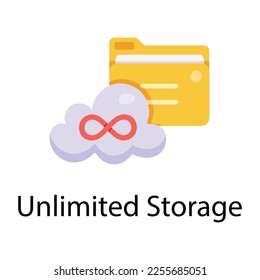 A flat icon of unlimited storage 