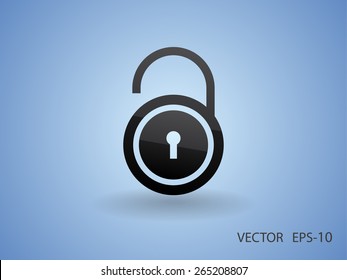 Flat icon of unlock