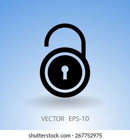 Icono plano de desbloqueo