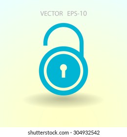 Flat icon of unlock