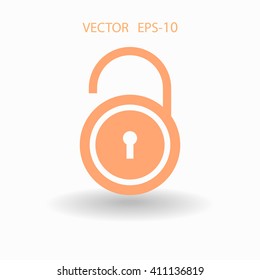 Flat icon of unlock