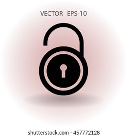 Icono plano de desbloqueo